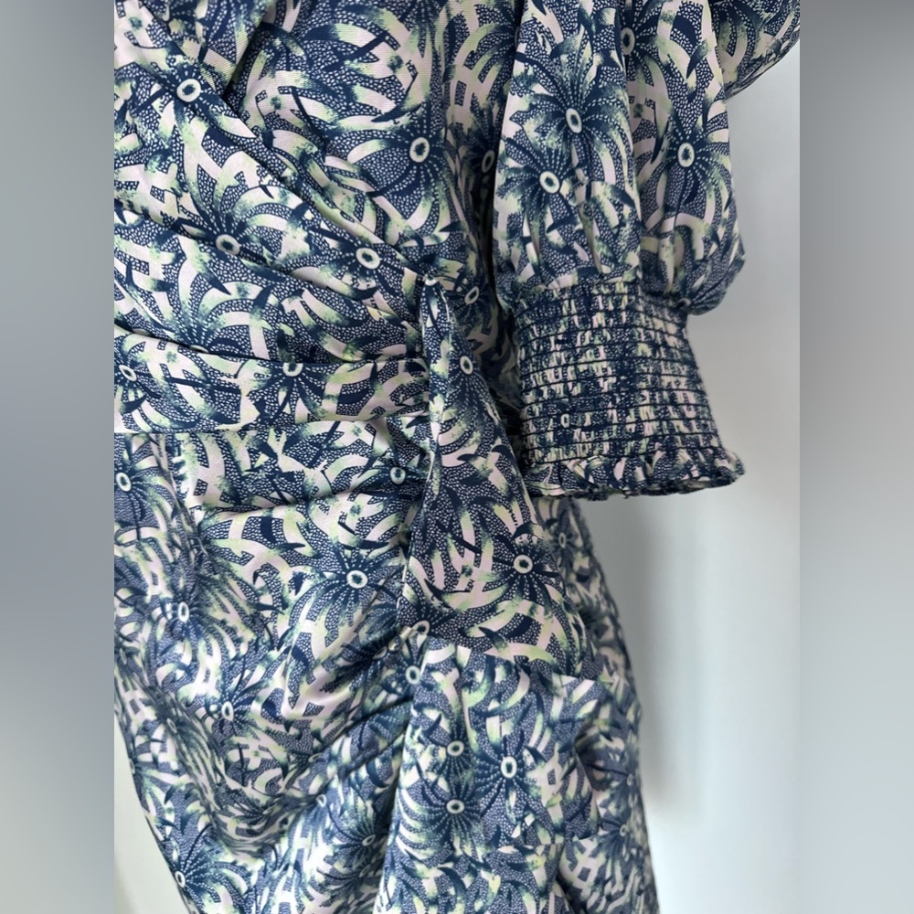 cinq a sept Blue Floral Puff-Sleeve Midi Dress - Picture 7 of 16